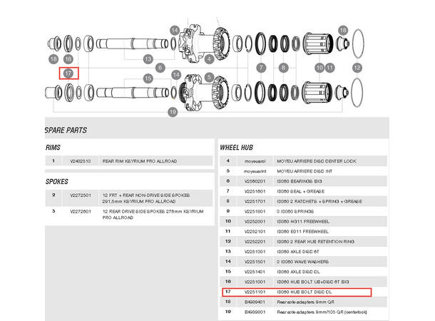 MAVIC  KIT ID360 HUB BOLT DISC CL LV2251100 